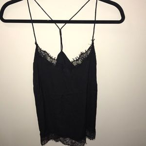 Black silk tank top